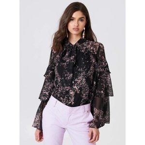 KEEPSAKE Floral Bell Sleeve Ruffle Blouse